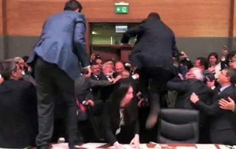 Заседание турецкого парламента закончилось массовой дракой