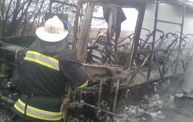 На Харьковщине сгорел рейсовый автобус