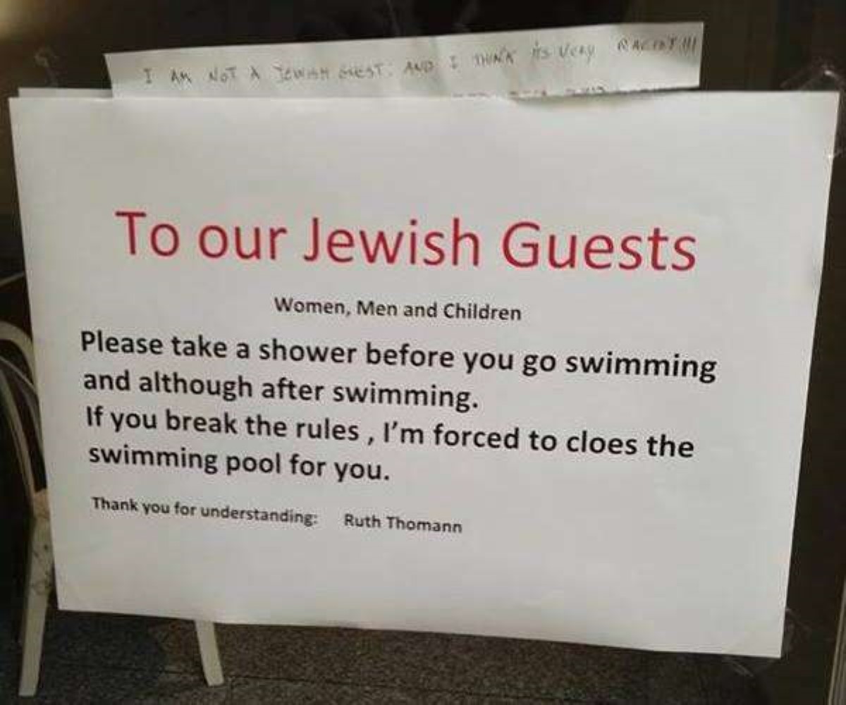 Швейцарский отель попал в антисемитский скандал, потребовав от евреев мыться перед бассейном