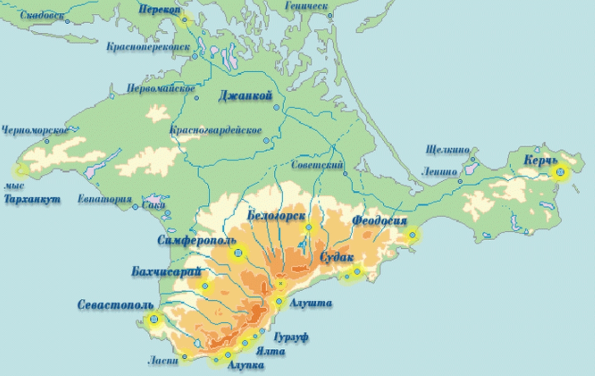 Какие города расположены в крыму. Ялта Крым расположение на карте. Крым Ялта на карте Крыма. Ялта местоположение на карте. Карта Крымского полуострова с морями.