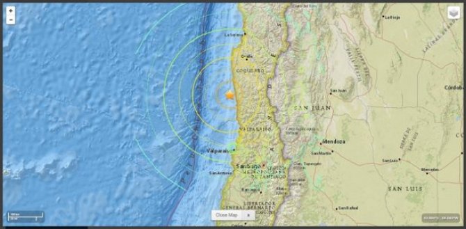 В Чили произошло землетрясение магнитудой 8,3