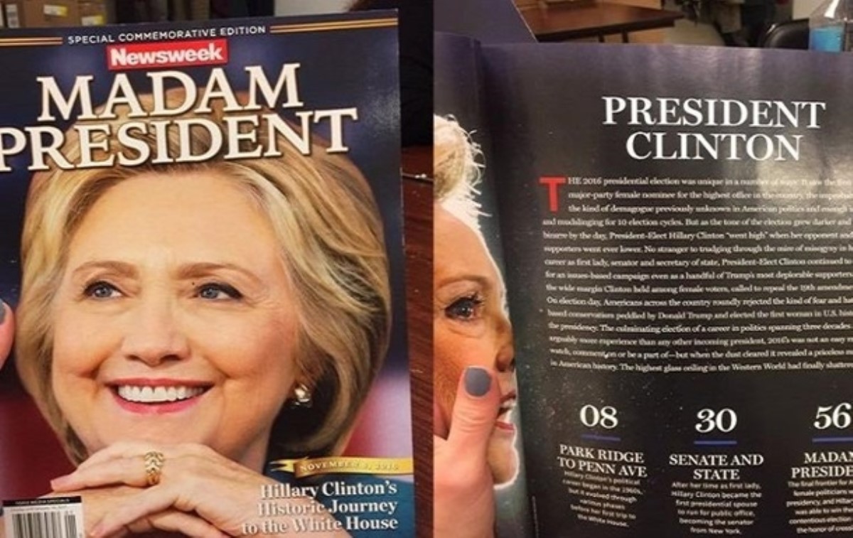 В США поступил в продажу журнал Newsweek со статьей о победе Клинтон