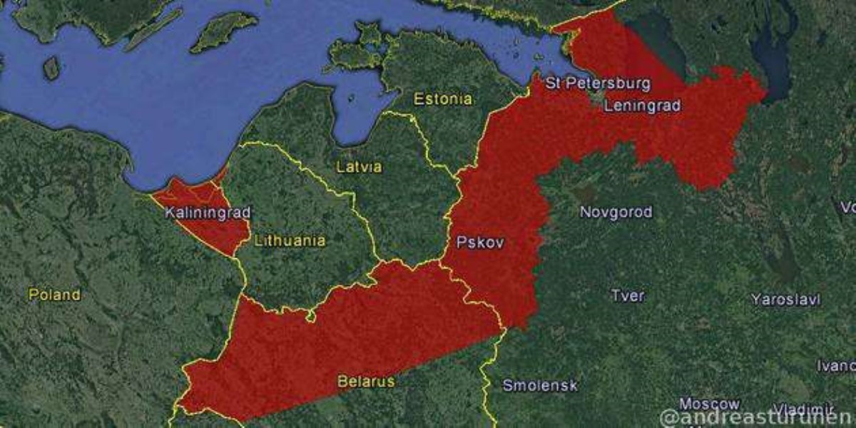 Страны Балтии в окружении: опубликована карта путинских военных учений