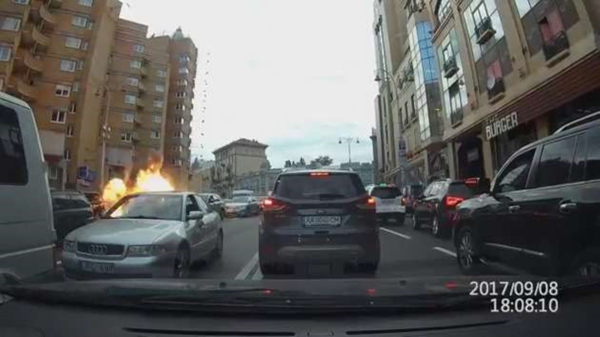 Момент взрыва "врага Кадырова" в Киеве попал на регистратор: уникальное видео