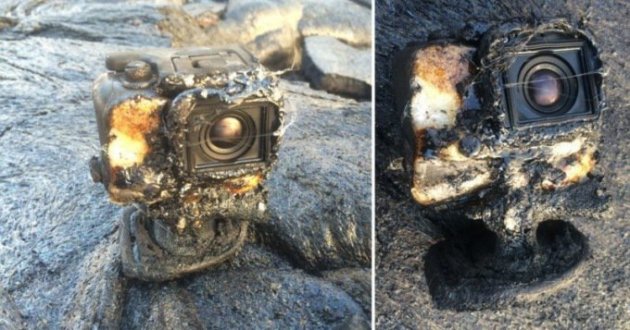 Камера «выжила» в потоке раскаленной лавы и засняла все это