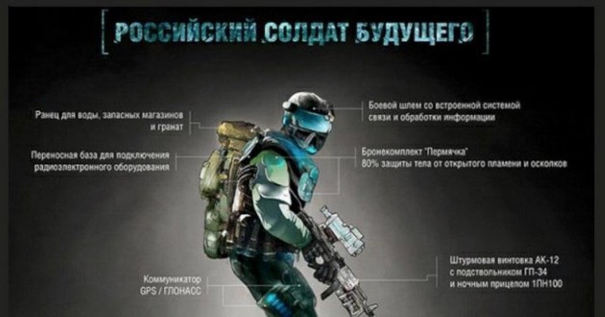 Бутылка водки вместо прицела: странный «солдат будущего» получился в России
