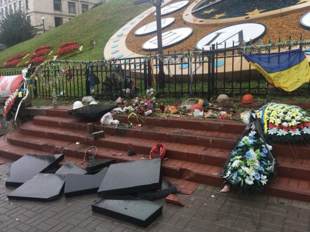В полиции ничего не знают про избиение вандала, разгромившего памятник Небесной сотни в Киеве