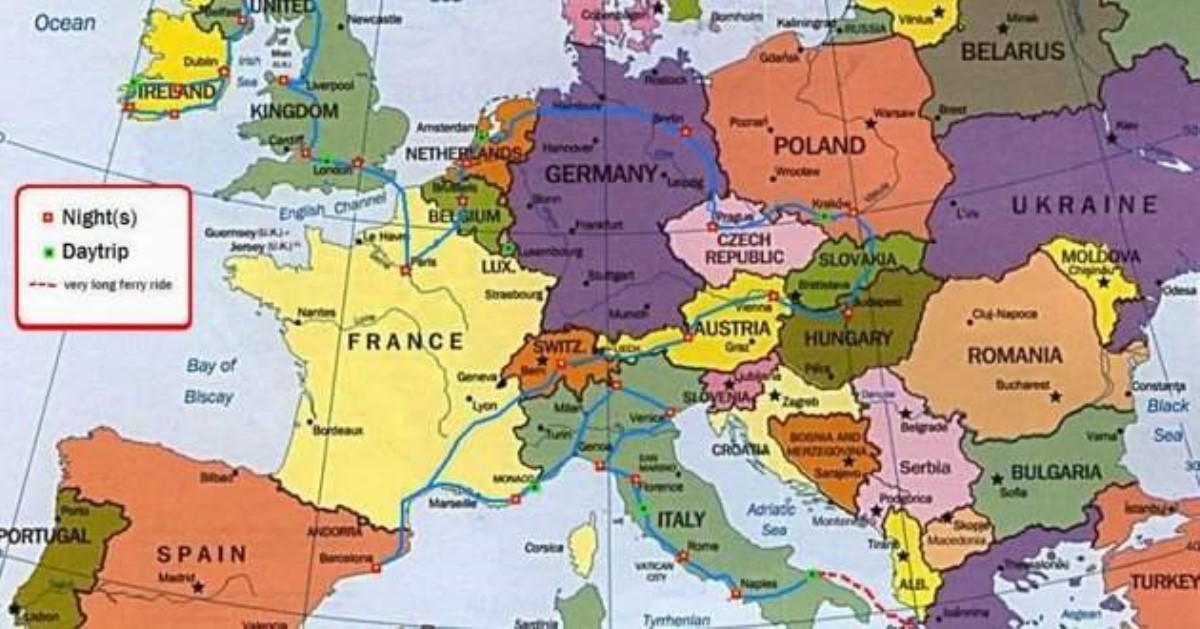 В сети опубликовали необычную карту Европы