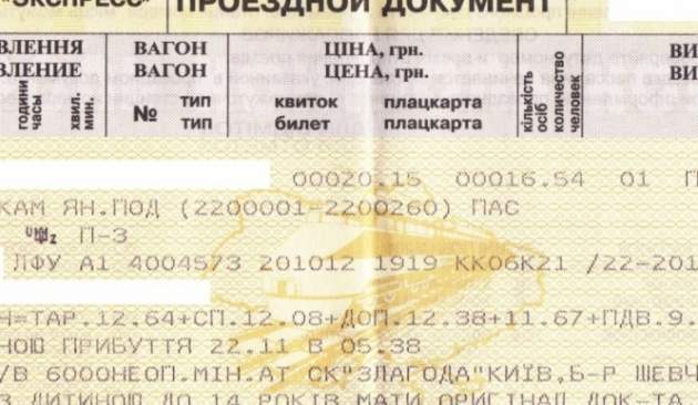 В Украине с 1 апреля подорожали жд-билеты