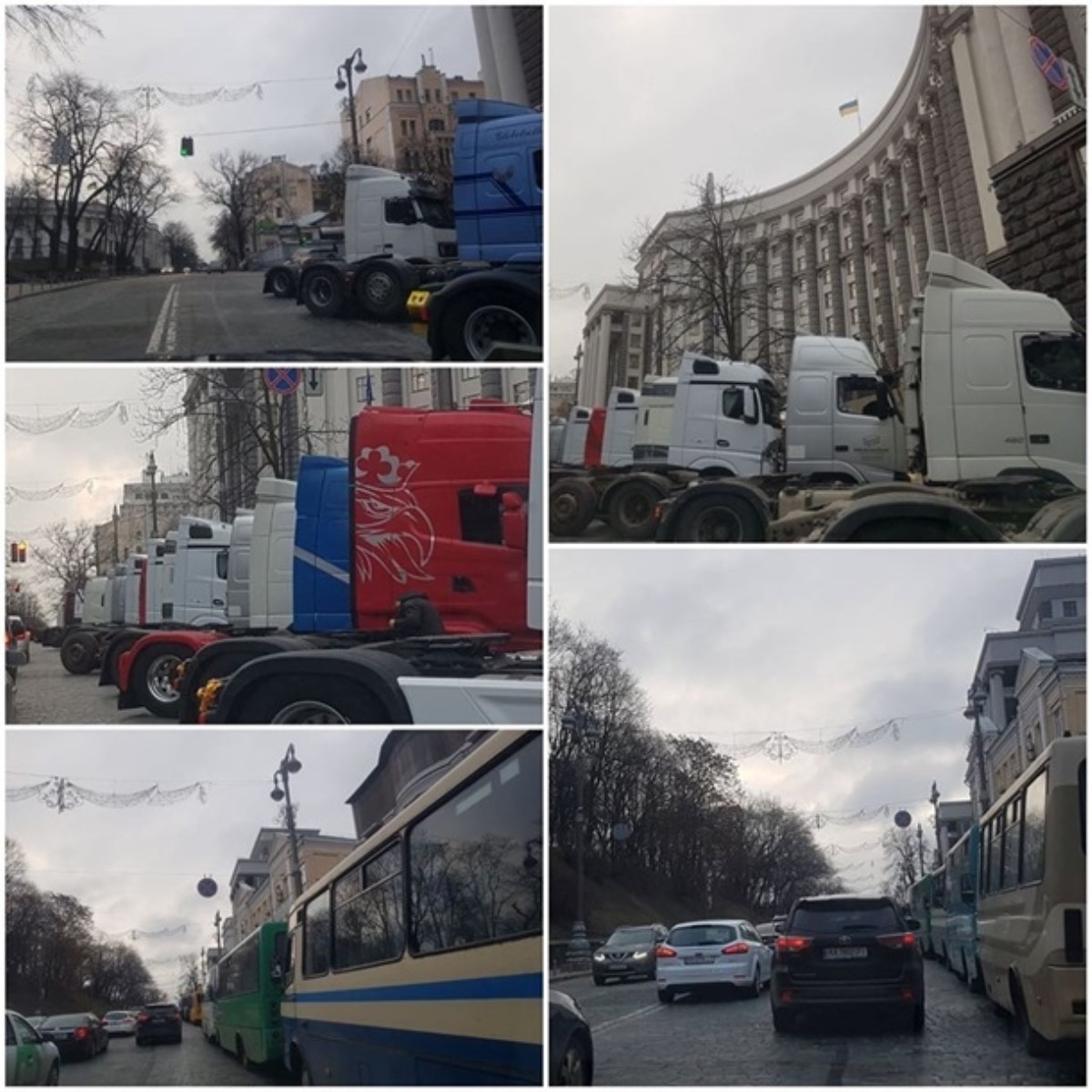 Дальнобойщики заблокировали центр Киева. Видео