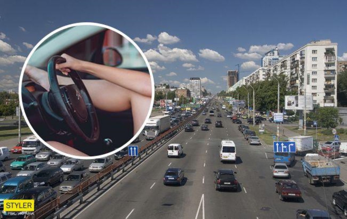 В Киеве девушка-водитель показывала педикюр прямо во время езды