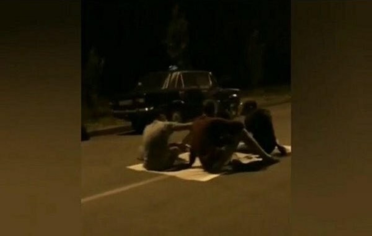 В Запорожье пьяная молодежь устроила пикник посреди дороги