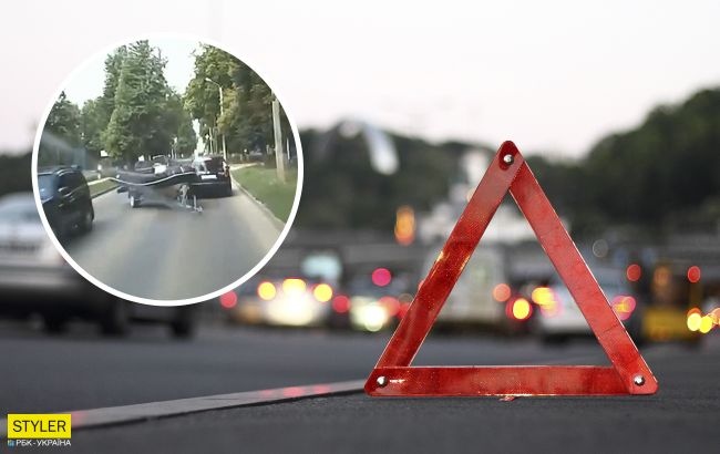 В Харькове надувная лодка протаранила авто: видео курьезного ДТП