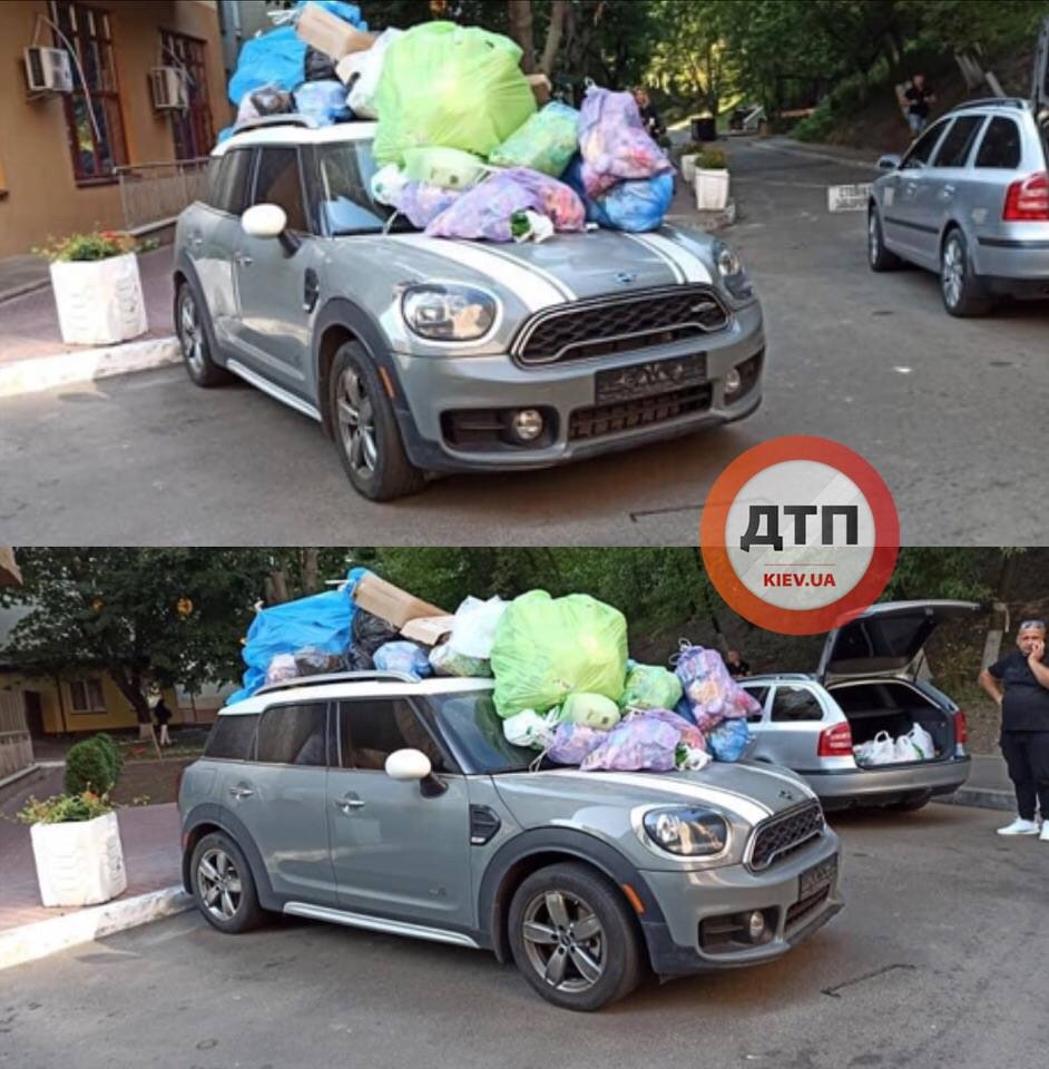 В Киеве авто "героя парковки" закидали горой мусора