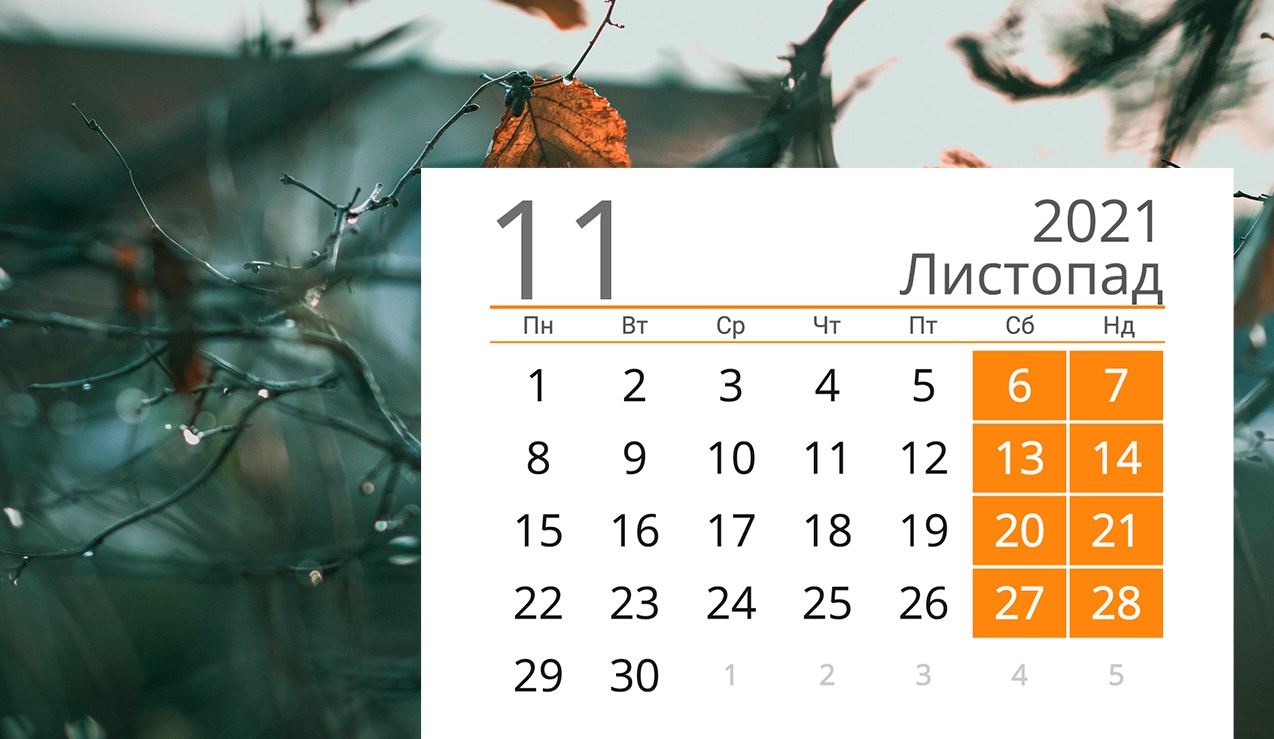 календарь ноября