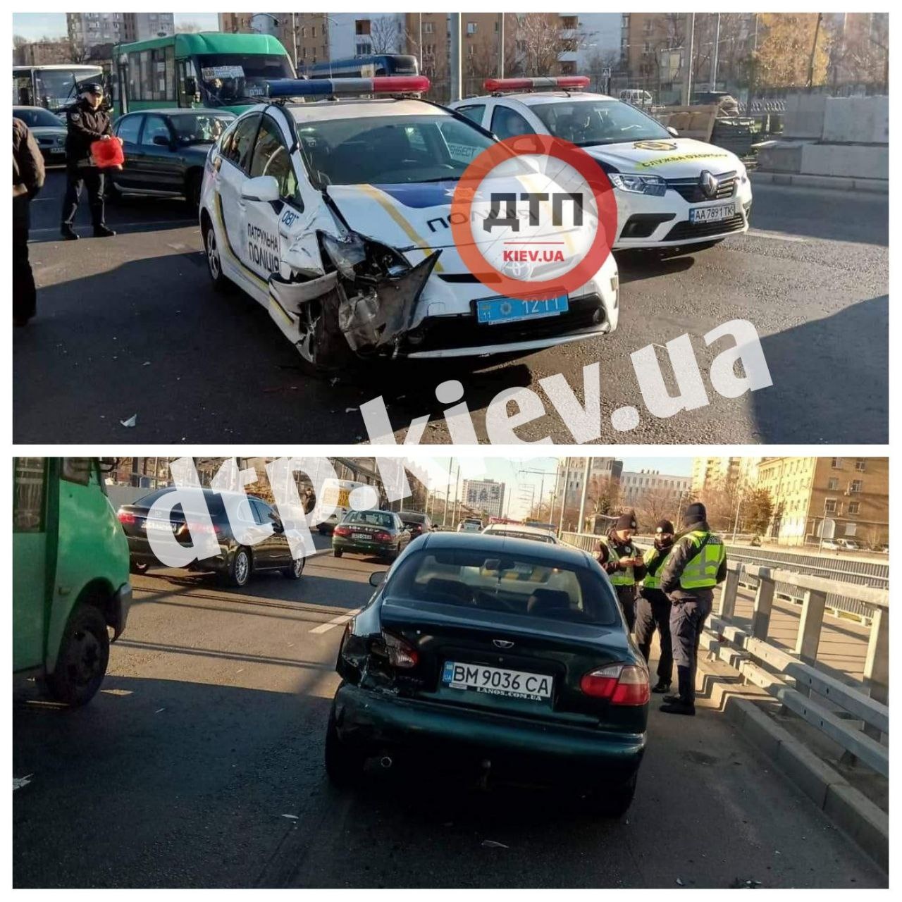 В Киеве авто полиции "протаранило" Lanos