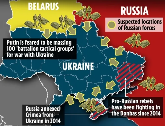 Возможное вторжение России в Украину: обнародована новая карта