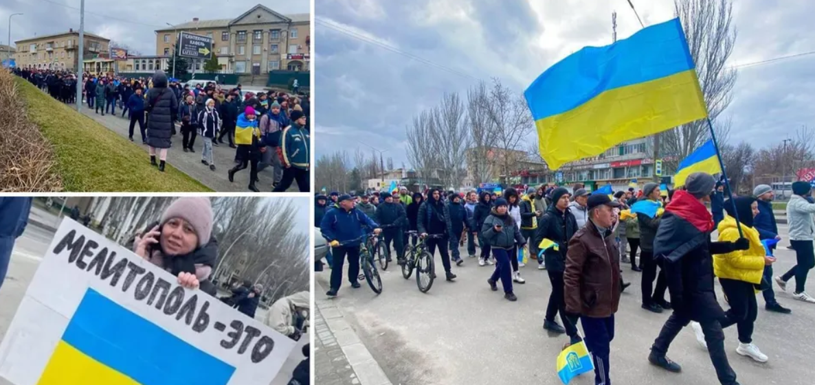 Кадры войдут в мировую историю: в Мелитополе безоружные украинцы вышли против российских оккупантов