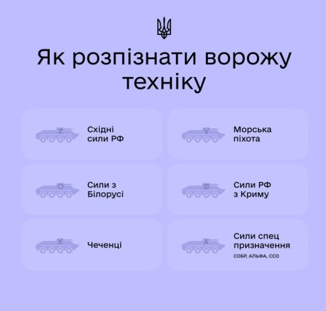 метки на технике оккупантов