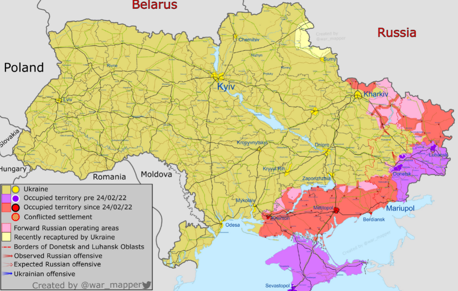 Опубликованы карты боевых действий в Украине на утро 5 апреля