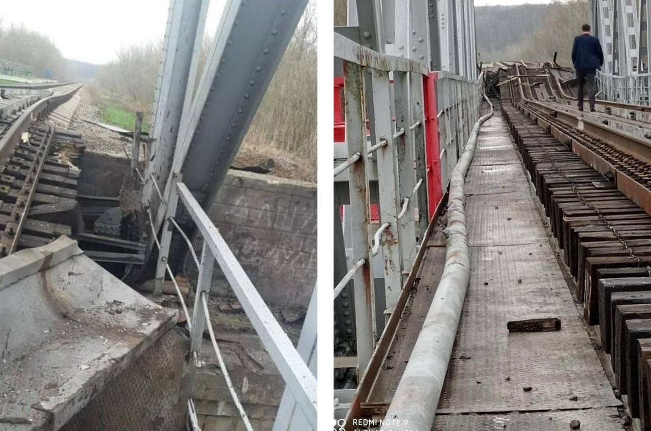 В сети показали фото поврежденного партизанами моста в Белгородской области РФ