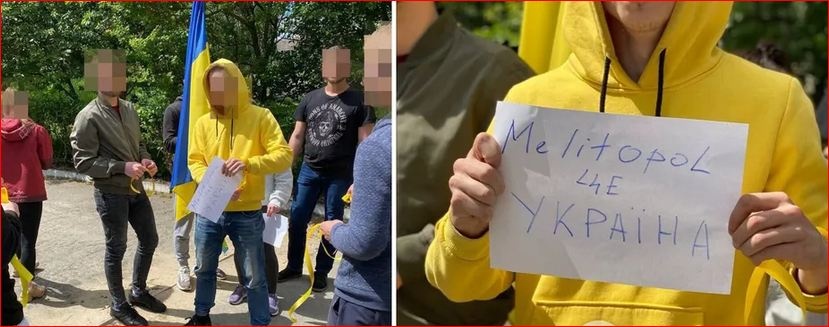 В Мелитополе устроили акцию против российской оккупации: люди пели гимн Украины