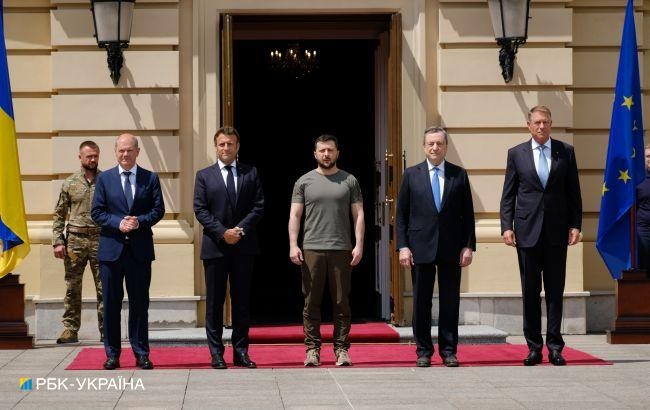 Зеленский встретил лидеров Франции, Германии, Италии и Румынии