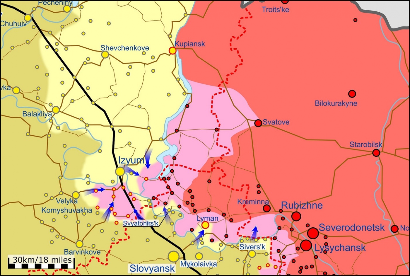Южнее Изюма оккупанты попали в окружение: карта боевых действий
