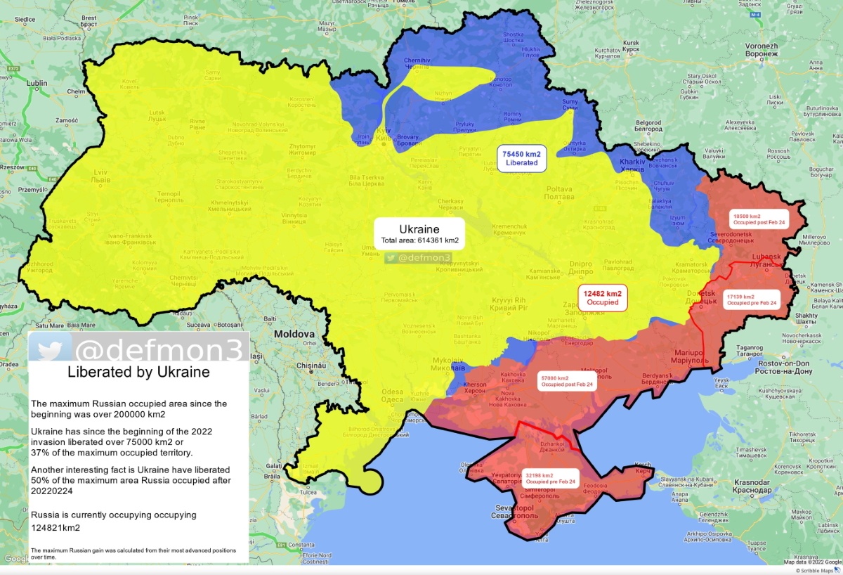 Стало известно, сколько территории Украины с начала войны освободили ВСУ