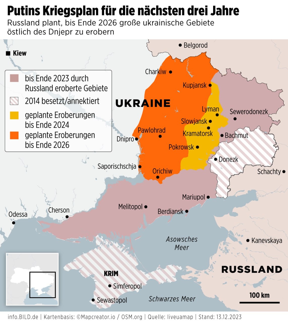 BILD рассказал о планах Кремля по захвату новых территорий Украины