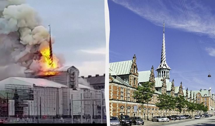 В Дании сгорела самая старая биржа