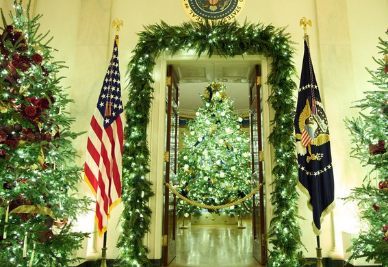 Огни, елки, мерч и портреты Трампа: Мелания показа как украсила Белый дом к Рождеству