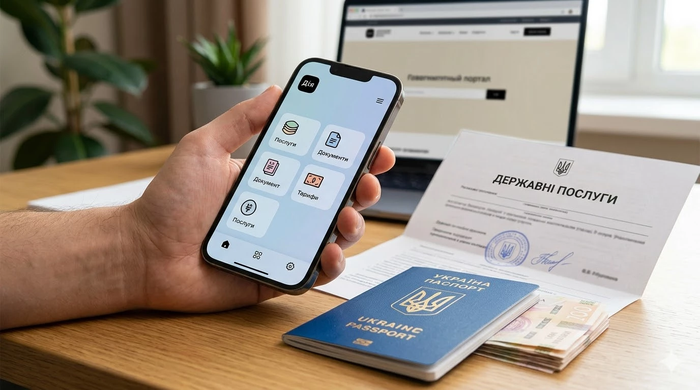 Alt-тег: Головна сторінка довідника vesti-ua.net: актуальні інструкції щодо тарифів, податків та держпослуг в Україні. Смартфон з Дія, паспорт та квитанції.